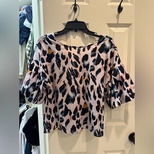 TCEC Pink and Black Leopard Print Blouse